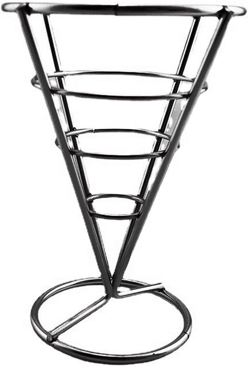 Black Metal Wire Cone Basket French Fry Chips Stand Home Outdoor Event Display Rack - Image 1