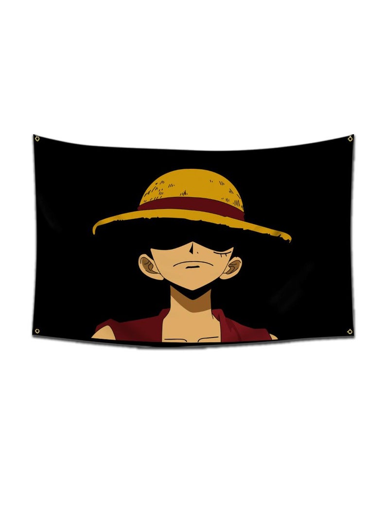 General 1-Pieces Polyester Flag ONE PIECE Cartoon Flag Design Cosplay Pirate Flag Straw Hat Luffy Print Room Decor with Corners Buckle 60*90cm Black-A31  - Image 1