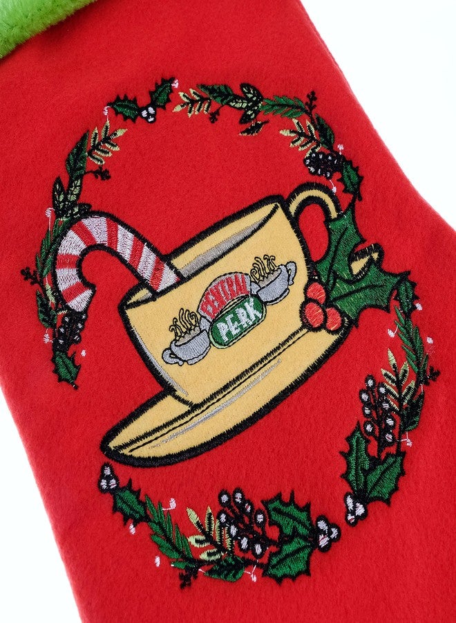 Ruz Friends Central Perk 20" Applique Christmas Stocking, Gift Holder for Stocking Stuffers, Indoor Home Decor and Holiday Decoration, Red - Image 4