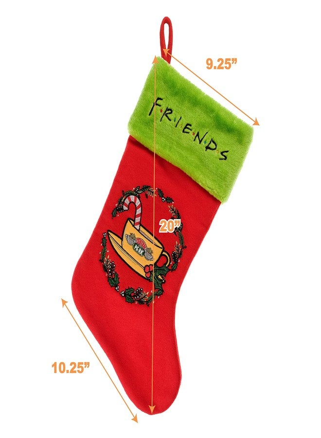Ruz Friends Central Perk 20" Applique Christmas Stocking, Gift Holder for Stocking Stuffers, Indoor Home Decor and Holiday Decoration, Red - Image 3