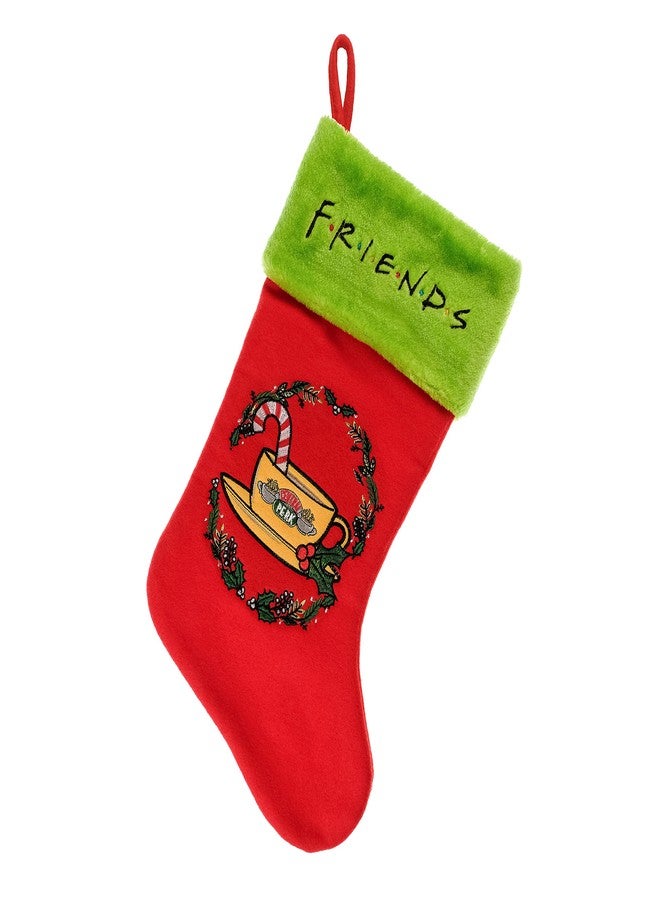 Ruz Friends Central Perk 20" Applique Christmas Stocking, Gift Holder for Stocking Stuffers, Indoor Home Decor and Holiday Decoration, Red - Image 2