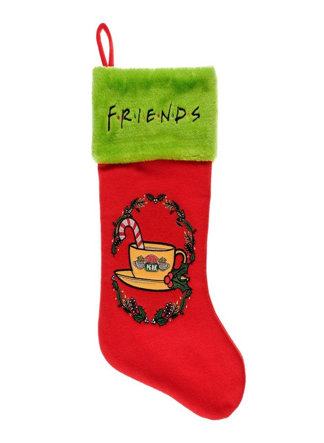 Ruz Friends Central Perk 20" Applique Christmas Stocking, Gift Holder for Stocking Stuffers, Indoor Home Decor and Holiday Decoration, Red - Image 1