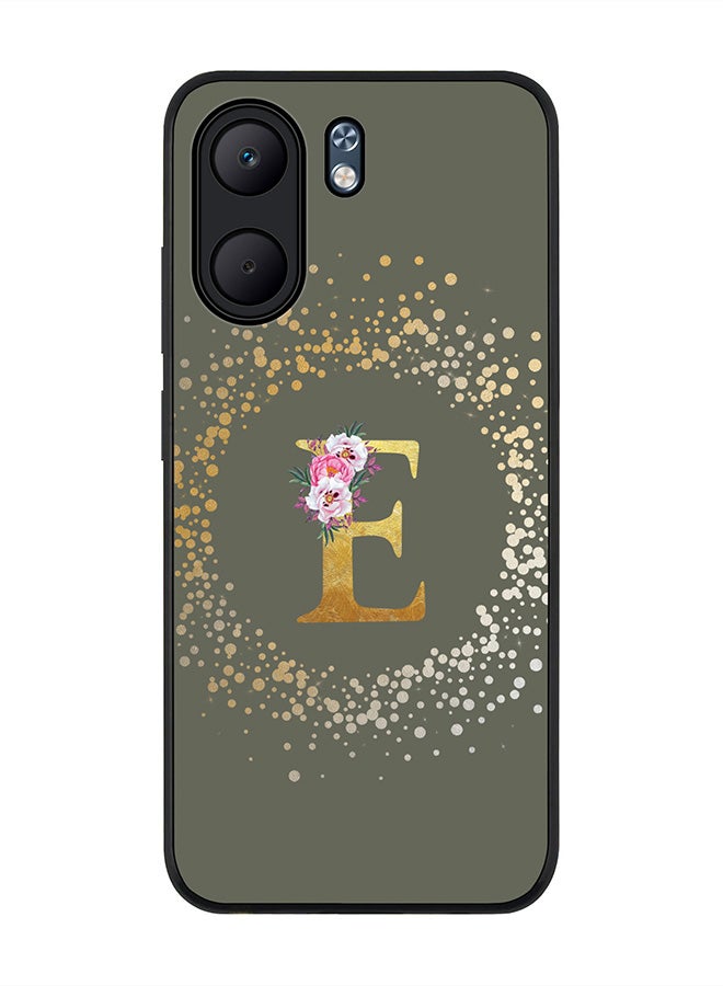 For Oppo A5x 5G / A5x 4G Case,Slim fit Camera Protection, Shockproof Thin Phone cover  - Custom Monogram Floral - E  (Olive Green )