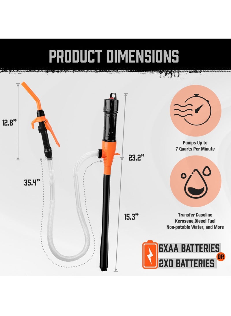 Portable Transfer Pump Battery Powered Electric Siphon Pump For Gas Fuel Diesel Transfer  - Ideal Gasoline Transfer Pump Easy to Use Manual Fuel Pump - Image 2