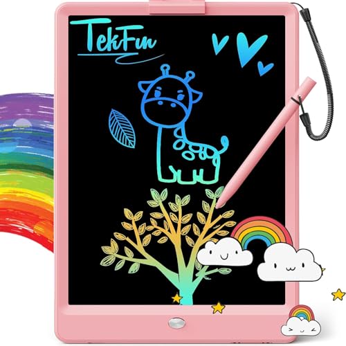TEKFUN LCD Writing Tablet for Kids 10inch Coloring Drawing Pad Mess Free Doodle Board Easter Gifts for Girls and Toddlers Toys for 3 4 5 6 7 8 Year Old Boys Pink - Image 1