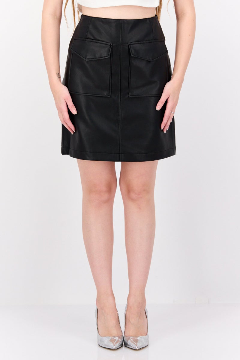Black Tape Women Solid Mini Skirt, Black  - Image 1