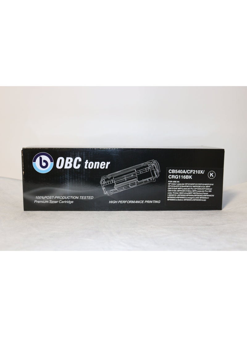 OBC 125A Black Toner Cartridge - Compatible with CB540A/CF210X/CRG116BK, Fast and clear printing with accurate results and rich colors! - Image 1