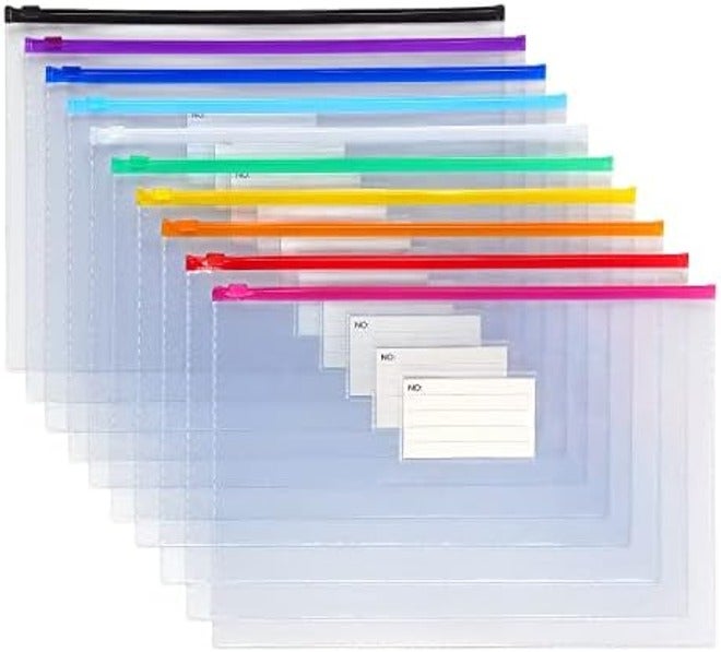 Tamaki 10 Pack Plastic Envelope Zipper Folders, Letter Size, 13 x 9.25 Inch, Assorted Colors - Image 4