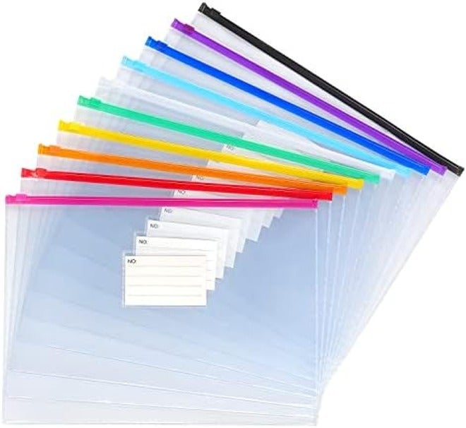 Tamaki 10 Pack Plastic Envelope Zipper Folders, Letter Size, 13 x 9.25 Inch, Assorted Colors - Image 3