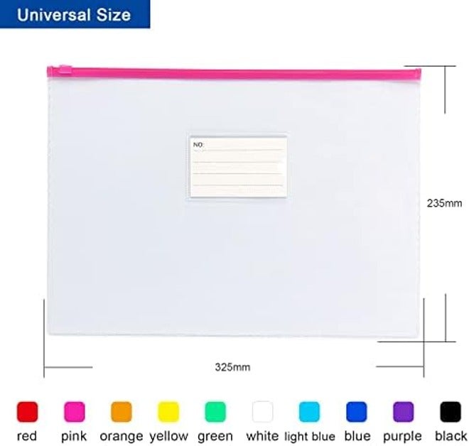 Tamaki 10 Pack Plastic Envelope Zipper Folders, Letter Size, 13 x 9.25 Inch, Assorted Colors - Image 5