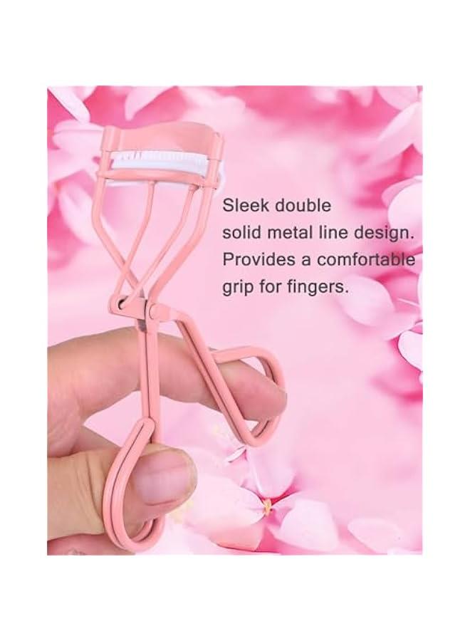 Generic Eyelash Curlers with Comb Fashion Cute Eyelash Curler with 3 Refill, 10 Seconds for Long-Lasting Curl Pink  - Image 2