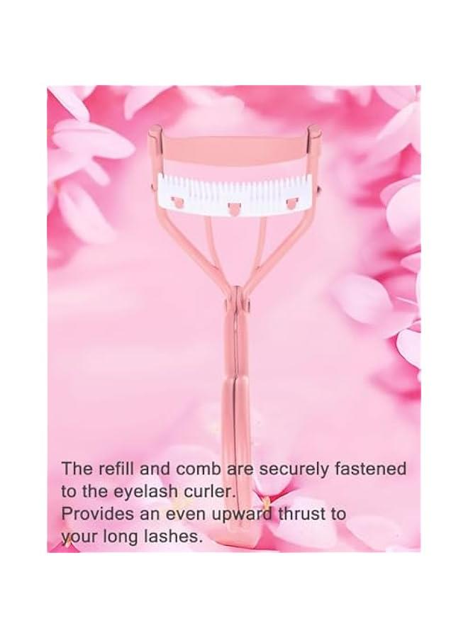 Generic Eyelash Curlers with Comb Fashion Cute Eyelash Curler with 3 Refill, 10 Seconds for Long-Lasting Curl Pink  - Image 3