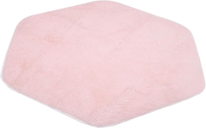 Pink Hexagon Play Tent Rug with Non Slip Cushion Fluffy Floor Mat for Nursery Playhouse - Image 1