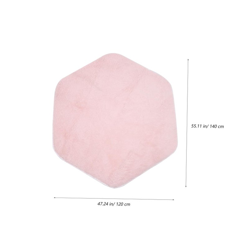 Pink Hexagon Play Tent Rug with Non Slip Cushion Fluffy Floor Mat for Nursery Playhouse - Image 4