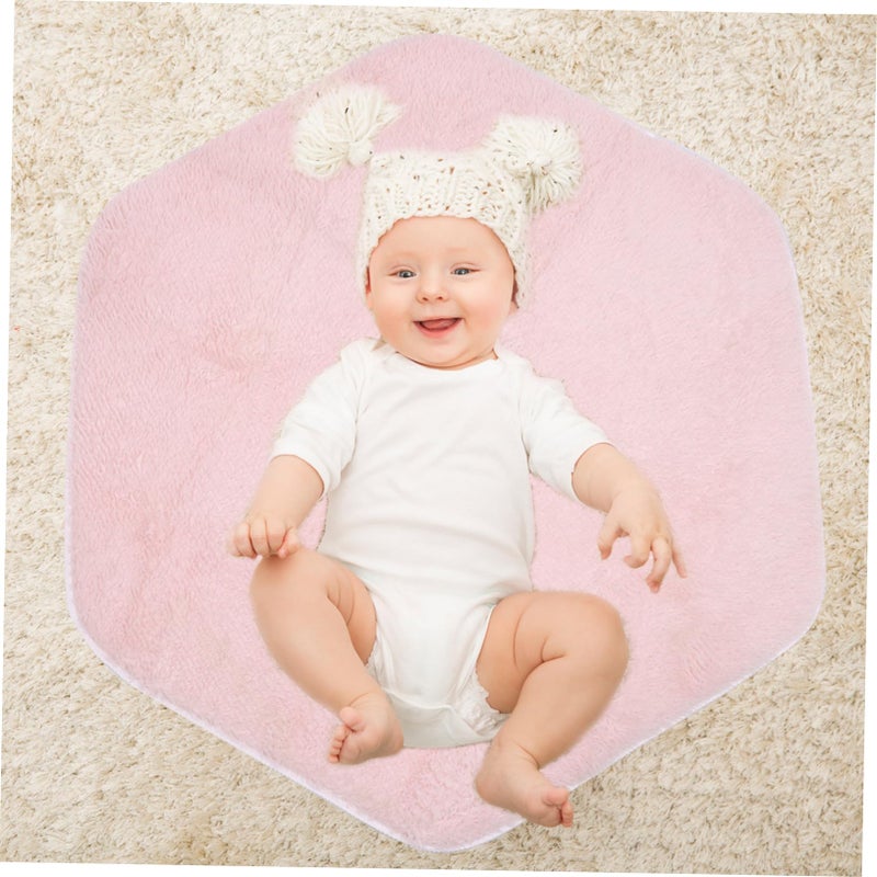 Pink Hexagon Play Tent Rug with Non Slip Cushion Fluffy Floor Mat for Nursery Playhouse - Image 3