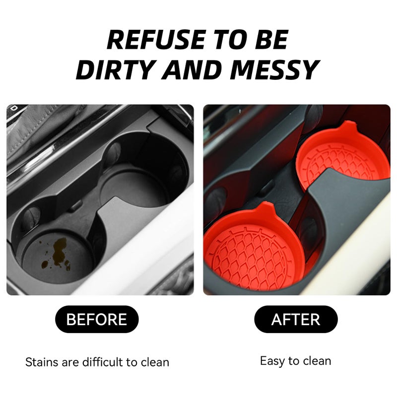 Tioollev 4PCS Car Cup Holder Coaster, Silicone Non-Slip Vehicle Cup Holder Insert Pads, Automotive Interior Insulation Drink Cup Mats Decor Accessories, Universal for SUV, Sedan, Truck (Black) - Image 5