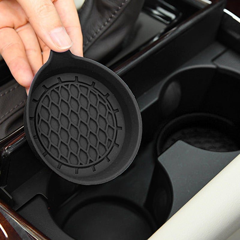 Tioollev 4PCS Car Cup Holder Coaster, Silicone Non-Slip Vehicle Cup Holder Insert Pads, Automotive Interior Insulation Drink Cup Mats Decor Accessories, Universal for SUV, Sedan, Truck (Black) - Image 4