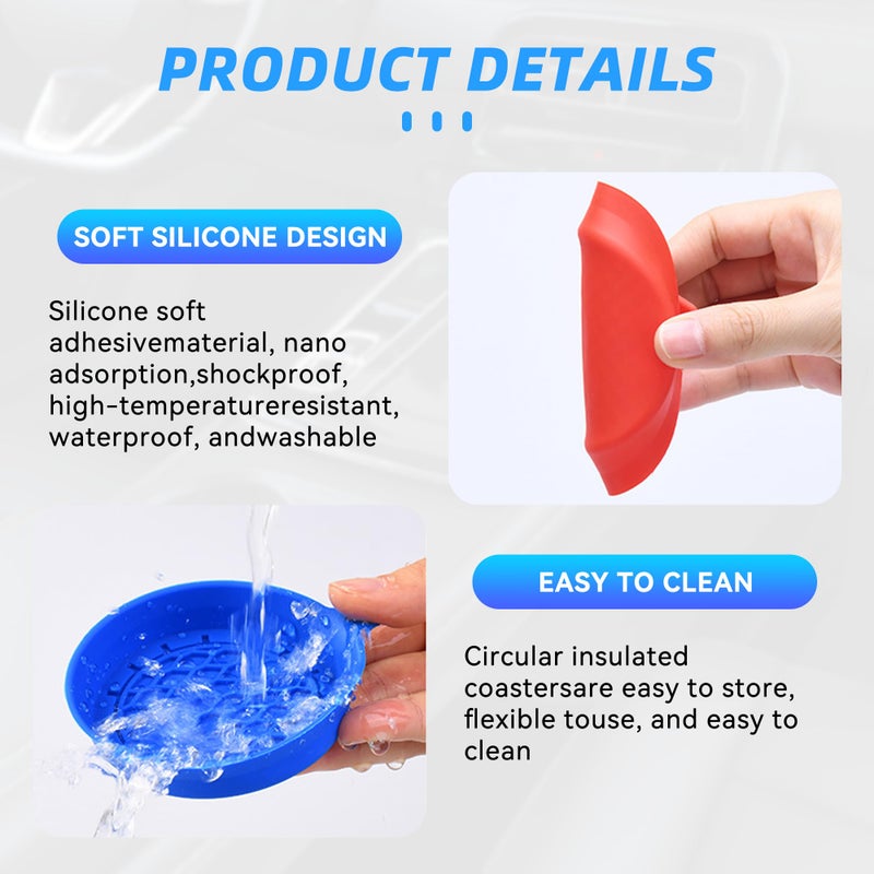 Tioollev 4PCS Car Cup Holder Coaster, Silicone Non-Slip Vehicle Cup Holder Insert Pads, Automotive Interior Insulation Drink Cup Mats Decor Accessories, Universal for SUV, Sedan, Truck (Black) - Image 3
