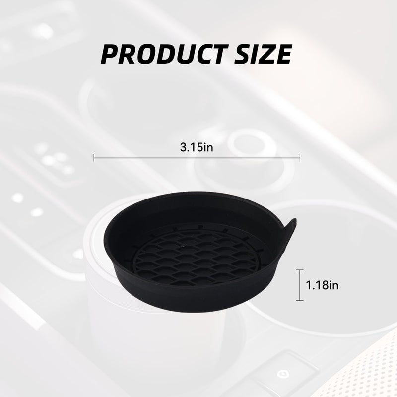 Tioollev 4PCS Car Cup Holder Coaster, Silicone Non-Slip Vehicle Cup Holder Insert Pads, Automotive Interior Insulation Drink Cup Mats Decor Accessories, Universal for SUV, Sedan, Truck (Black) - Image 2