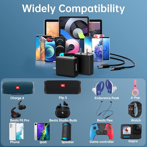 LJO-EEIH 5V 2A USB C Power Adapter Compatible with Beats Flex Headphones, Beats Studio 3, JBL Charge 4, JBL Charge 5, JBL Pulse 4, JBL Flip 5, Flip 6, JR POP, Endurance Peak 2 Charger Cord - Image 4