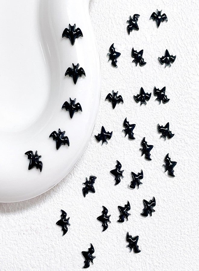 UCCASA 30Pcs Black Halloween Bat Nail Charms 3D Resin Black Bat Art Supplies for Acrylic Nails Halloween Design Cute Bat Nail Gems and Charms Nail Jewelry for Women DIY Nail Decoration Accessories - Image 2