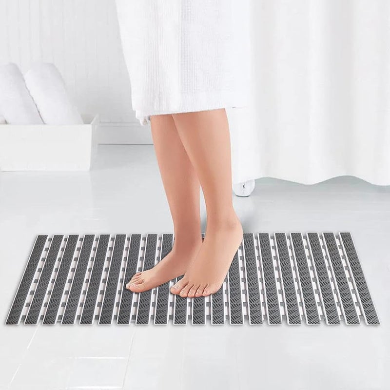 JUGTE PVC Shower Mat Anti Slip Shower Mat, Bathtub Mat with Suction Cups and Drain Holes, Anti-Skid PVC Rubber mats for Floor mat (Grey) - Image 4