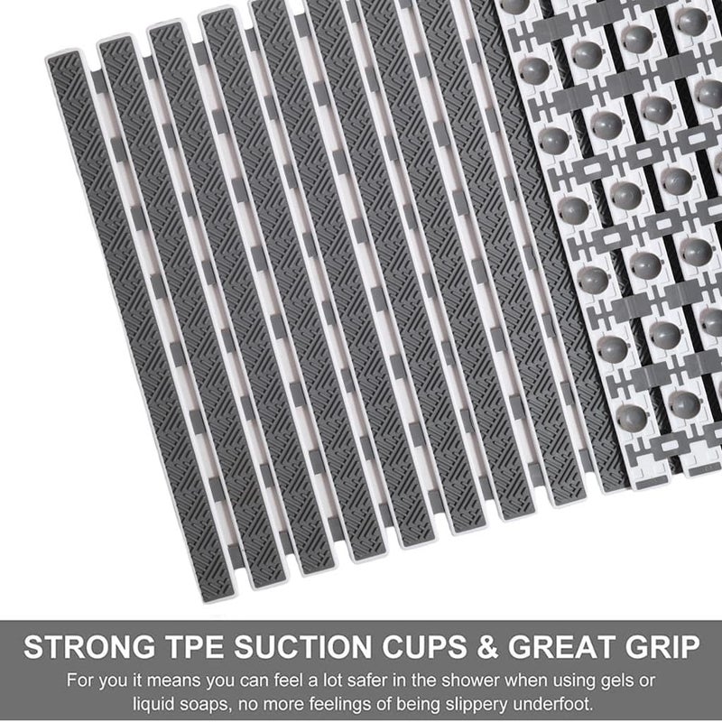 JUGTE PVC Shower Mat Anti Slip Shower Mat, Bathtub Mat with Suction Cups and Drain Holes, Anti-Skid PVC Rubber mats for Floor mat (Grey) - Image 2