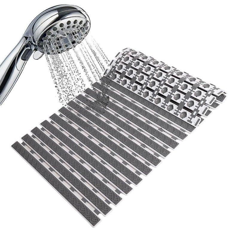 JUGTE PVC Shower Mat Anti Slip Shower Mat, Bathtub Mat with Suction Cups and Drain Holes, Anti-Skid PVC Rubber mats for Floor mat (Grey) - Image 3