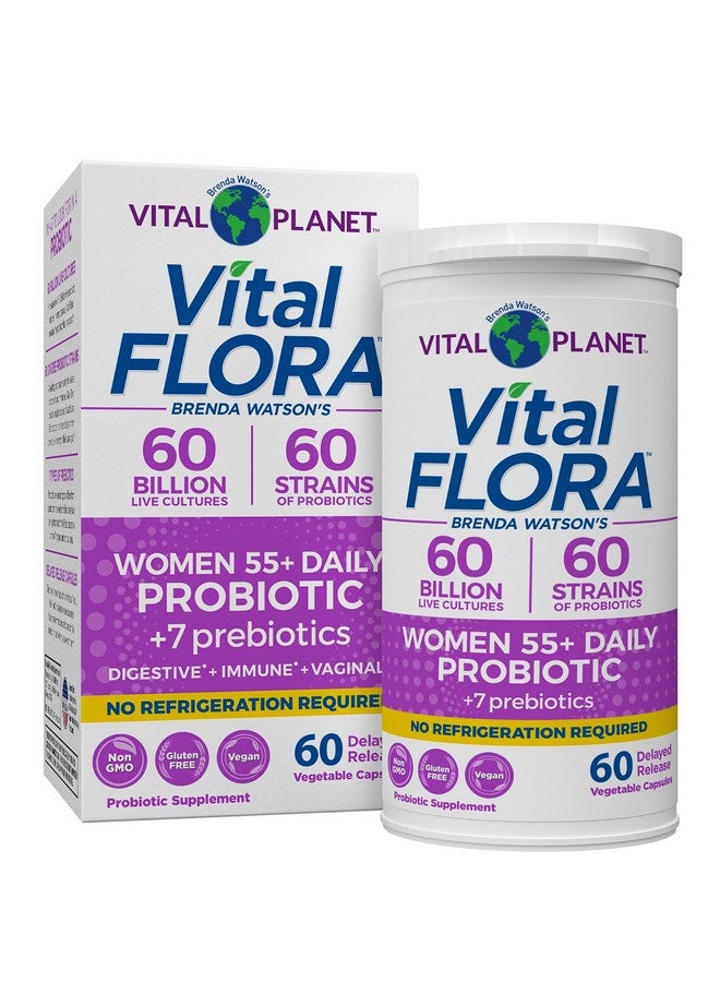 فيتل بلانت Vital Planet - Vital Flora Women Over 55 Daily Probiotic 60 Billion CFU, 60 Diverse Strains, 7 Organic Prebiotics, Immune Support Probiotics For Women 60 Capsules - Image 1