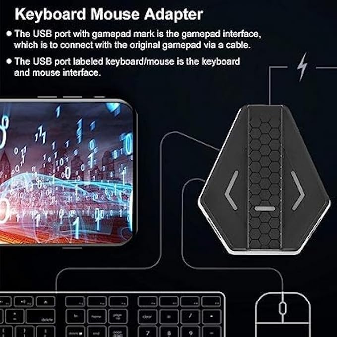 rayihni USB KEYBOARD AND MOUSE ADAPTER CONVERTER FOR X-360/X-1/FOR PS3/FOR PS4/FOR N-SWITCH GAME CONSOLE GAMEPAD(BLACK) - Image 3