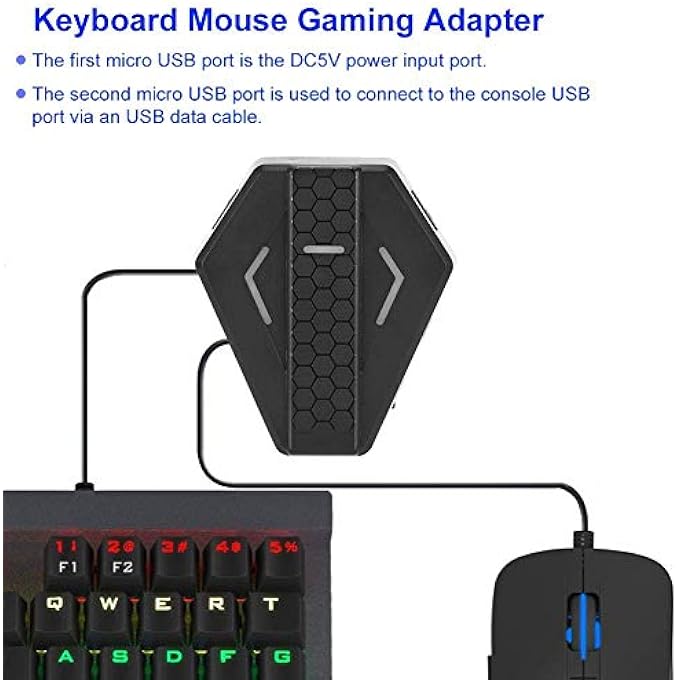 rayihni USB KEYBOARD AND MOUSE ADAPTER CONVERTER FOR X-360/X-1/FOR PS3/FOR PS4/FOR N-SWITCH GAME CONSOLE GAMEPAD(BLACK) - Image 2