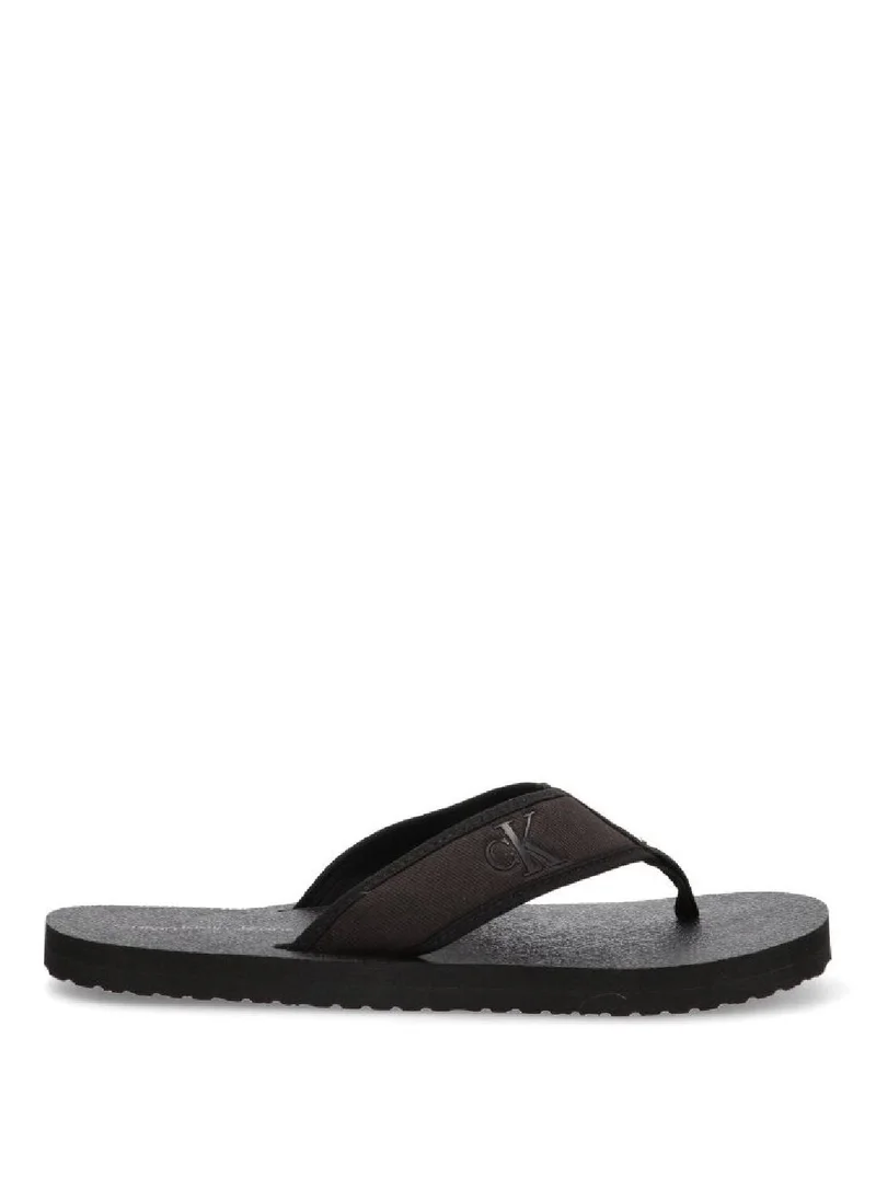 Calvin Klein Jeans Men's Canvas Flip Flops - Cotton, Black