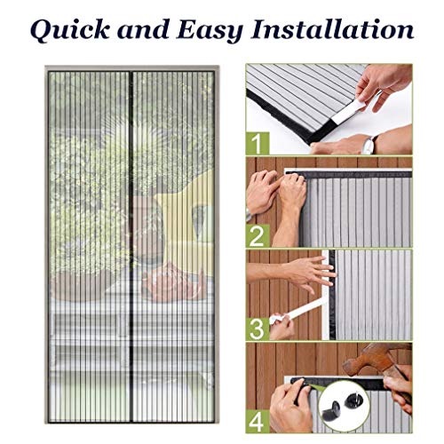 Dualplex Magnetic Screen Door - Heavy Duty Mesh - Fits Doors up to 34" x 82" - Hands Free, Kid Friendly - Screen Door with Magnets, Hook & Loop (Screen Size: 35.5” X 83”) - Image 5
