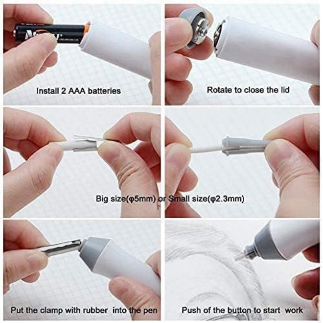 ArtBee® Electric Eraser Battery Operated Kits with 22 Eraser(12 Big+10Small) - Image 3