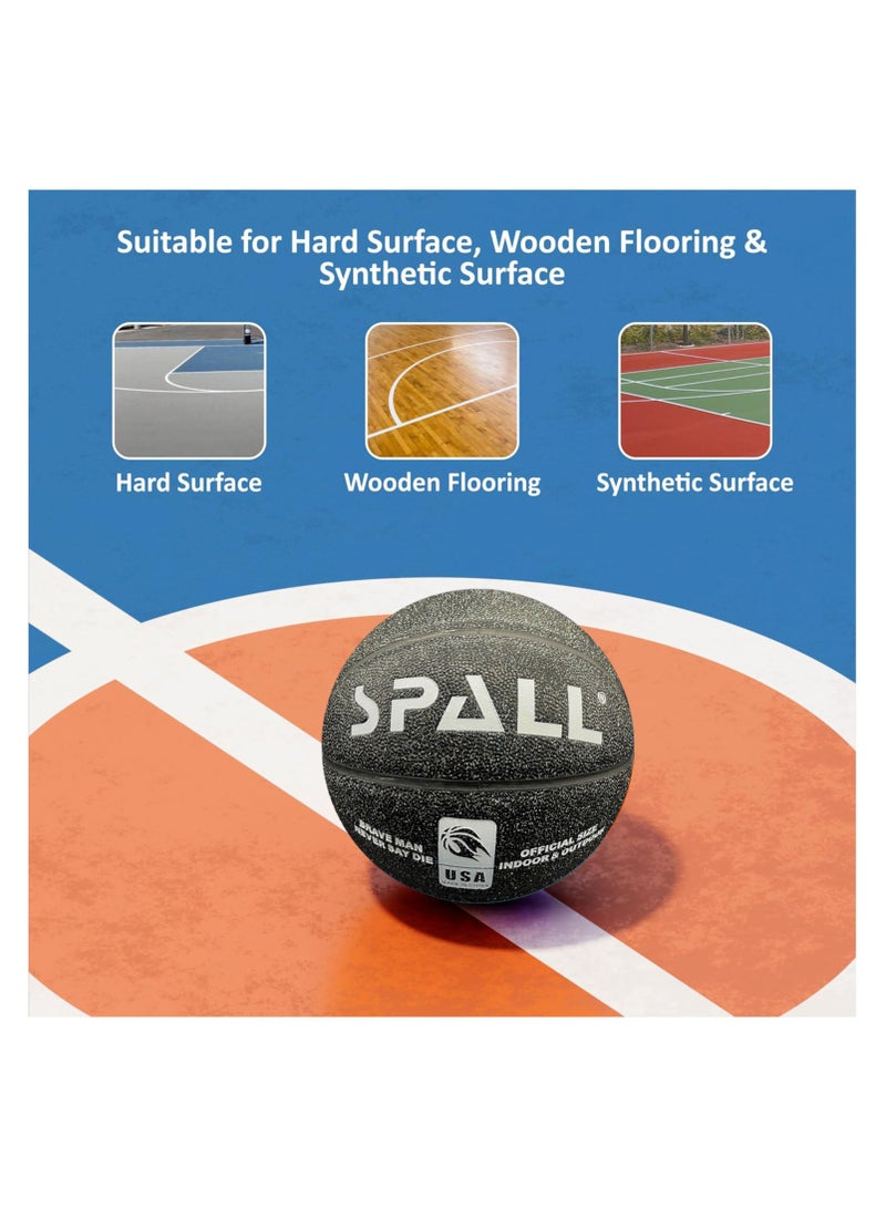 Spall Basketball Indoor/Outdoor Official Regulation Size Streetball Rubber Basketball Deep Channel Construction Made For Unisex Men And Women Youth And Adult For Professional Training And Games - Image 4