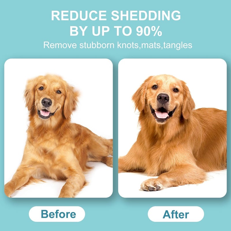 BEHAHAI Pet Grooming Brush, Double Sided Undercoat Rake, Professional Deshedding Tool for Dogs & Cats, Blue. - Image 2