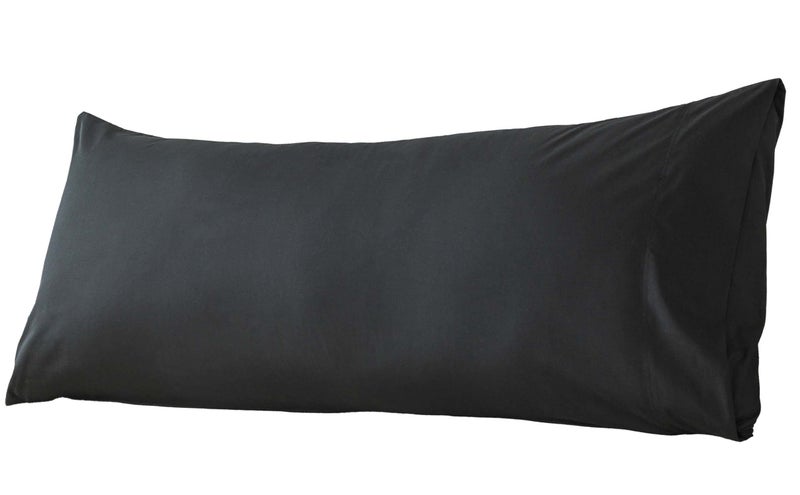 WhatsBedding Body Pillow Cover Cotton Fabric Long Pillowcase Breathable  SkinFriendly Envelope Closure  Black 20x54 inch