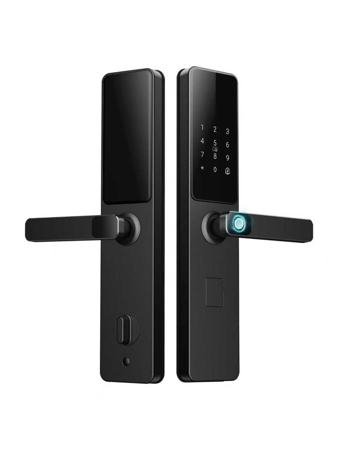 أتومن قفل الباب الذكي ATuMan | التحكم عن بعد عبر Wi-Fi من خلال تطبيق Tuya Smart | قفل بصمات الأصابع مع المقبض | متوافق مع الفتحة 6068 | يُشمل 8 بطاريات AA و 6 بطاقات وصول و 2 مفاتيح | توفير إرشادات باللغة العربية