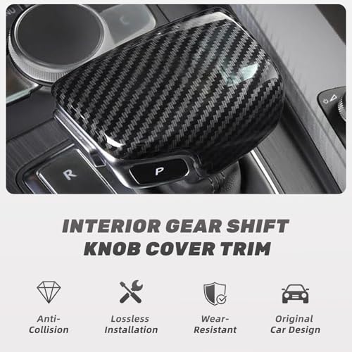 TOTMOX Car Gear Shift Knob Cover Trim Protector Cap Carbon Fiber Interior Gear Shift Knob Cover Trim Compatible with Audi A4 B9 A5 S4 B9 S5 Q5 SQ5 Q5SQ5 Sportback Q7 - Image 3