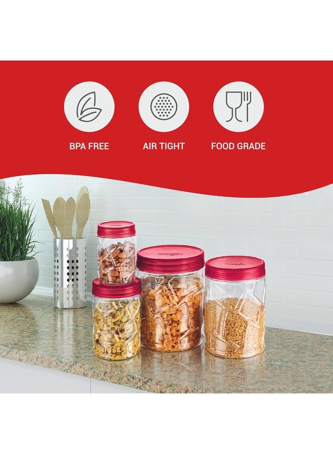 Milton Vitro Plastic Pet Storage Jar and Container, Set of 18 (6 pcs x 230 ml Each, 6 pcs x 600 ml Each, 6 pcs x 1.18 ltrs Each), Red Wine | Food Grade | Air Tight | BPA Free - Image 4