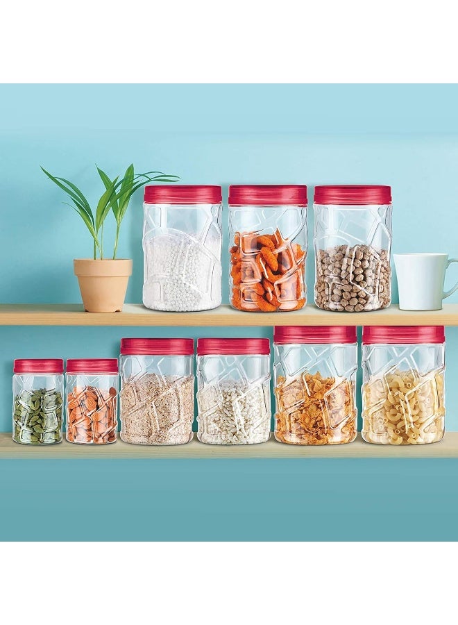 Milton Vitro Plastic Pet Storage Jar and Container, Set of 18 (6 pcs x 230 ml Each, 6 pcs x 600 ml Each, 6 pcs x 1.18 ltrs Each), Red Wine | Food Grade | Air Tight | BPA Free - Image 3