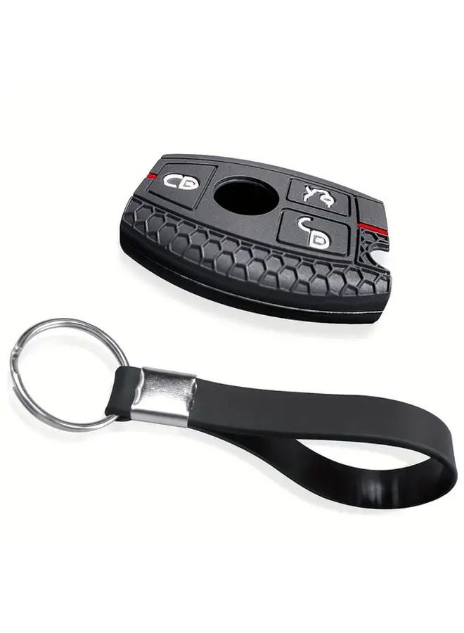 Mercedes Benz Key Fob Cover 3 Buttons Black With Red Line For W176 W212 W213 W204 W205 GLC GLE CLA AMG - Image 1