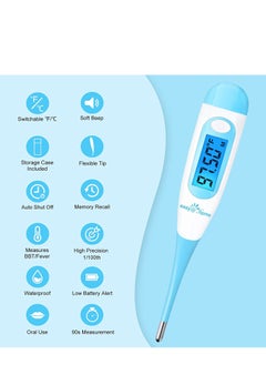 Easy@Home Digital Basal Thermometer With Blue Backlight LCD, 1/100Th Degree High Precision And Memory Recall, Not Bluetooth Enabled, Upgraded Ebt-100  - Image 4