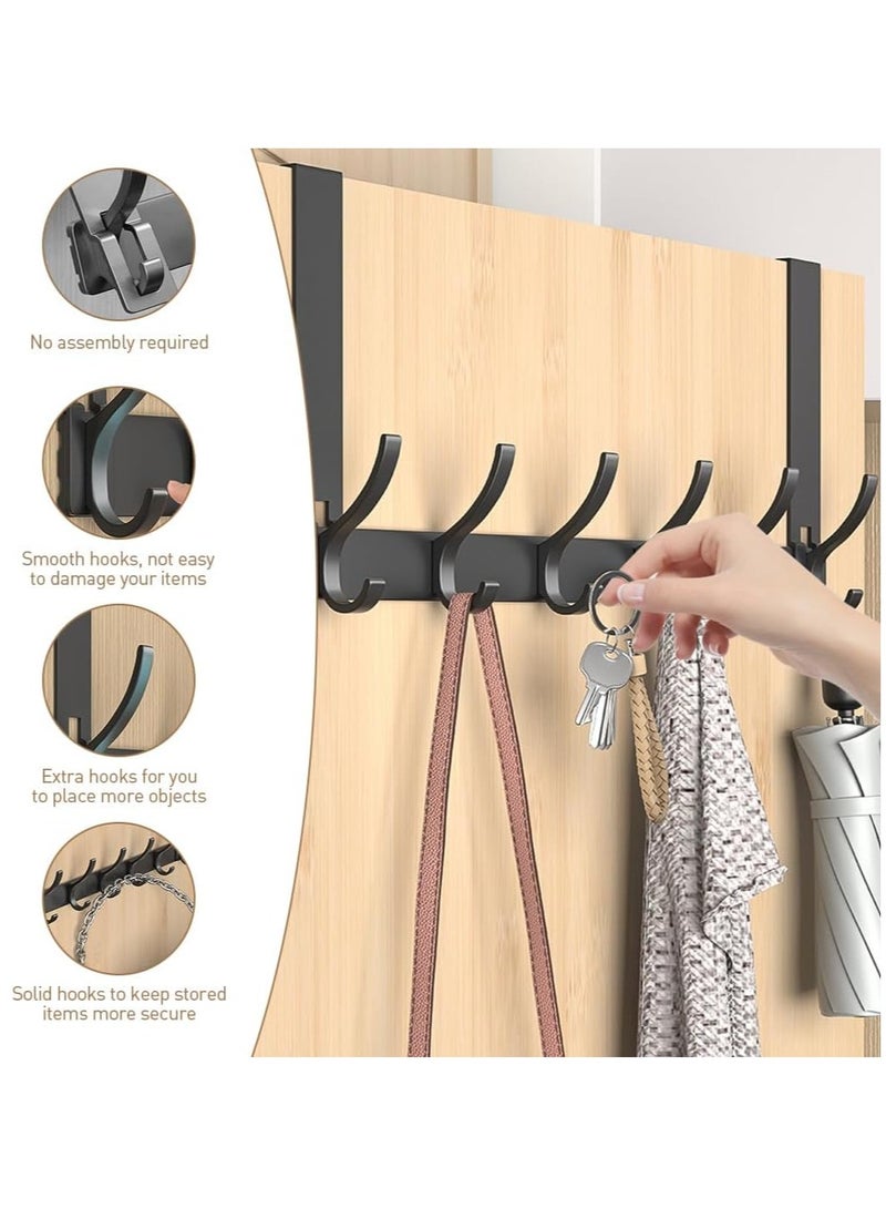 JOGAMS Over the Door Hook Rack with 6 Hooks Versatile Door Hanger for Coats Towels Bags Keys Ideal for Bathroom Bedroom Behind Back of Door Black - Image 2