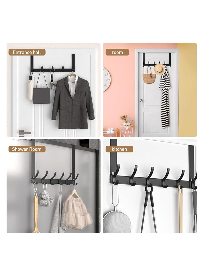 JOGAMS Over the Door Hook Rack with 6 Hooks Versatile Door Hanger for Coats Towels Bags Keys Ideal for Bathroom Bedroom Behind Back of Door Black - Image 5