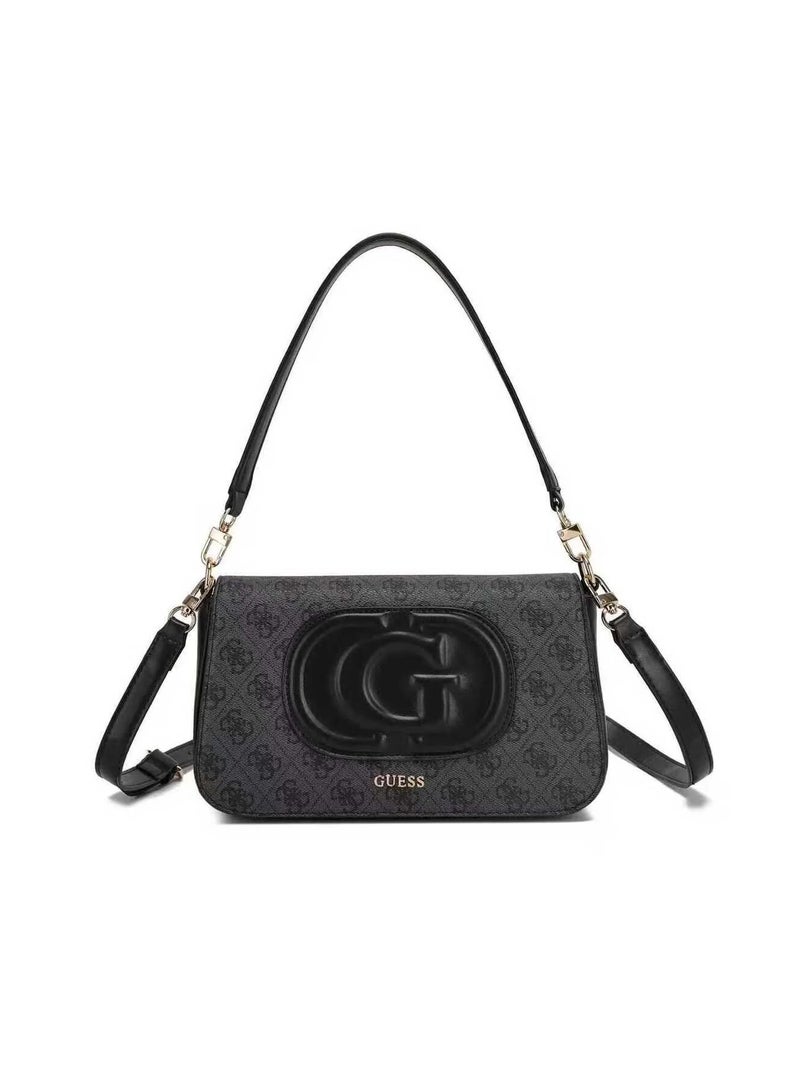 GUESS Mietta Flap Shoulder Bag – Coal / Black - Image 1