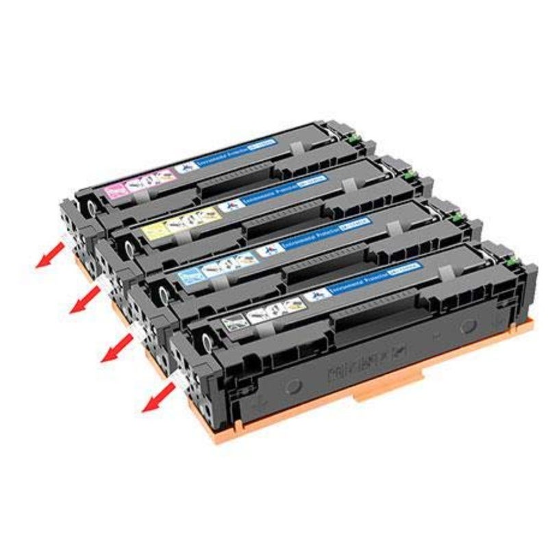 بالنسبة لطابعات HP Color LaserJet M254dw/M254nw/M280/M281cdw: مجموعة خراطيش مسحوق الحبر المتوافقة مع EP باللون الأسود والسماوي والأرجواني والأصفر؛ خراطيش عالية الإنتاجية تعتمد على البوليمر وتتميز بدقة ألوان دقيقة وجودة طباعة متسقة - Image 1