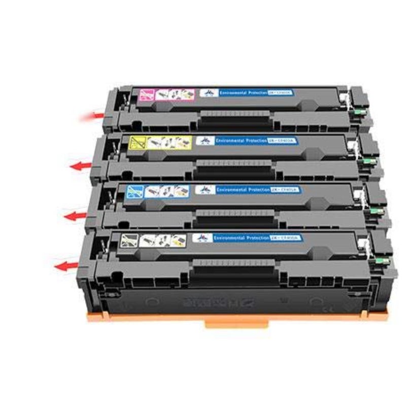 بالنسبة لطابعات HP Color LaserJet M254dw/M254nw/M280/M281cdw: مجموعة خراطيش مسحوق الحبر المتوافقة مع EP باللون الأسود والسماوي والأرجواني والأصفر؛ خراطيش عالية الإنتاجية تعتمد على البوليمر وتتميز بدقة ألوان دقيقة وجودة طباعة متسقة - Image 2