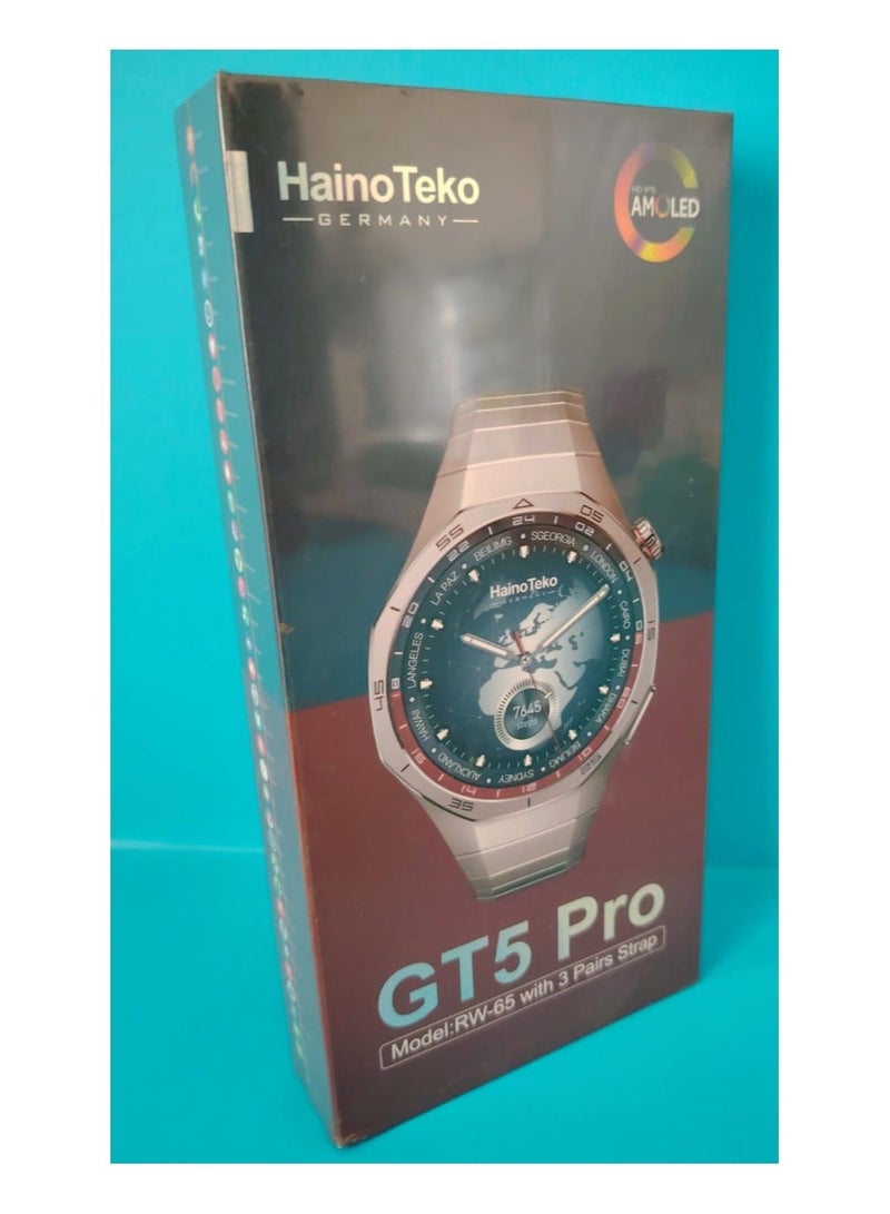 هينو تيكو ساعة Haino Teko RW65   الفخامة تلتقي بالذكاء استمتع بتجربة راقية مع شاشة AMOLED فائقة الوضوح وتصميم أنيق يعكس أسلوبك. تحكم بصحتك مع ميزات متقدمة مثل قياس ضربات القلب، ضغط الدم، وتتبع النوم. ابقَ متصلاً دائمًا عبر المكالمات الذكية، الإشعارات ودعم NFC. ساعة ذكية تجمع بين الأداء القوي والتصميم الفاخر مع ثلاث أحزمة لون سيلفر - Image 3