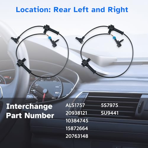 Ruizure Rear ABS Wheel Speed Sensor Left Right fit for 07-13 Chevy Silverado 1500 2500 3500 Cheyenne, GMC Sierra 2007 2008 2009 2010 2011 2012 2013, Driver Passenger Side, ALS1757, 2pcs - Image 3